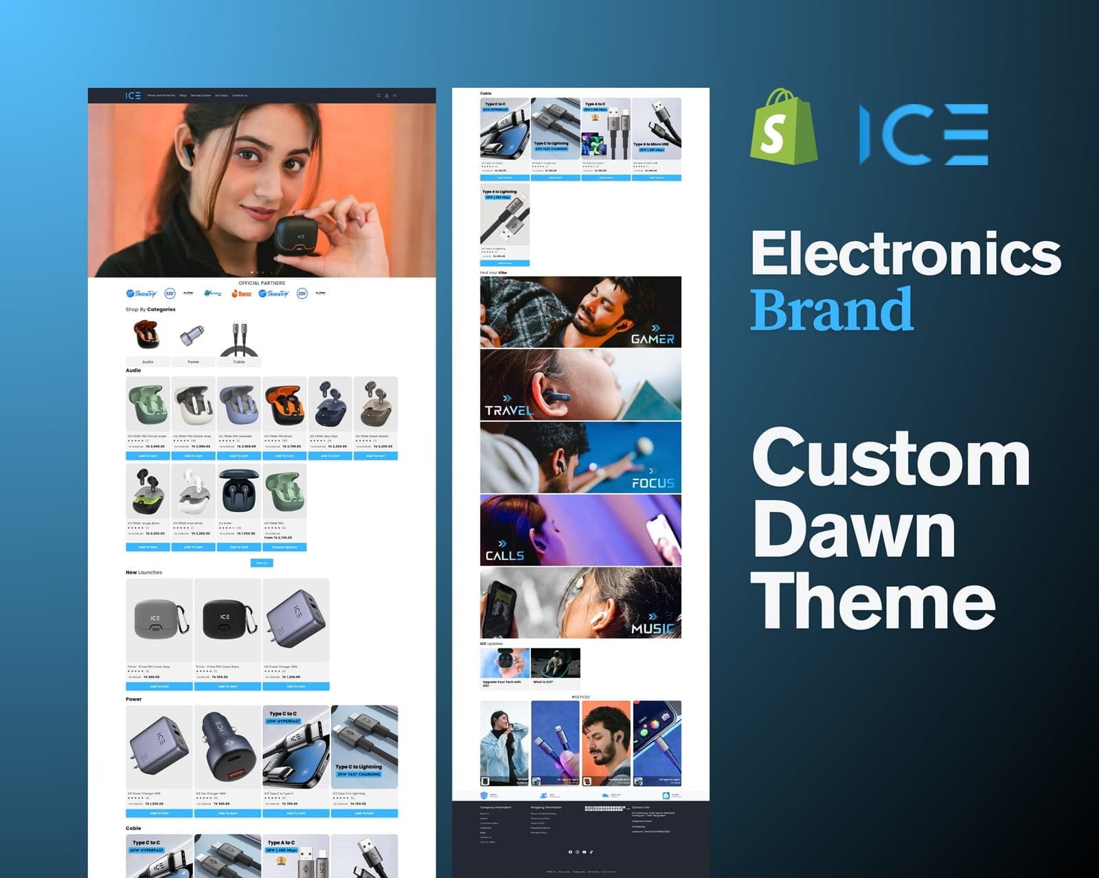 Shopify Custom Dawn theme Electronics Brand Store | Ice World